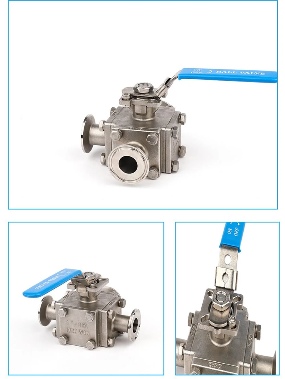 Factory 304L Stainless Steel Sanitary Full-Bore Three-Way Manual Quick-Fit Welding T-Type L-Type Ball Valve