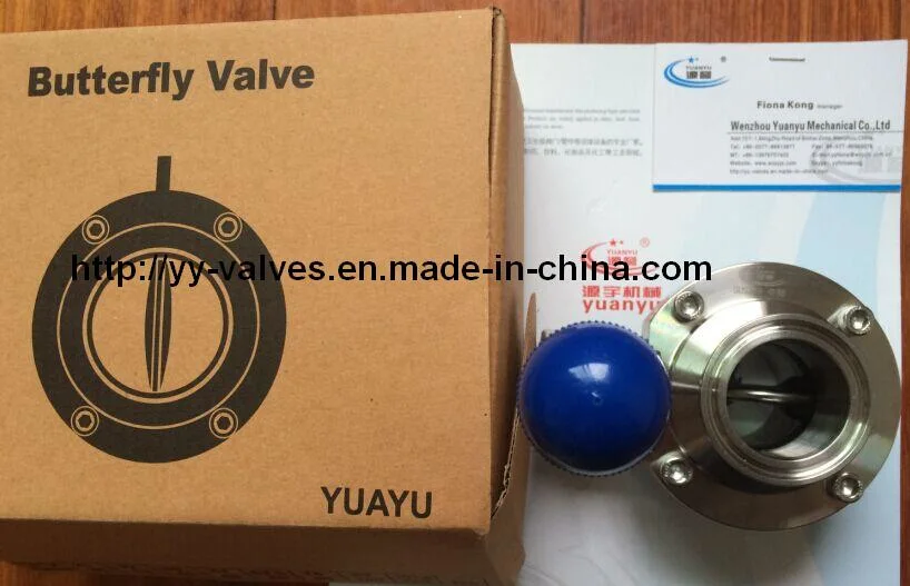 Sanitary Stainless Steel Butterfly Valve with Tri-Clamp Ends (100120)