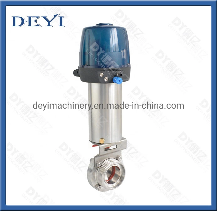 Stainless Steel 304 Sanitary Tri Clamp Pneumatic Butterfly Valves with Control Head