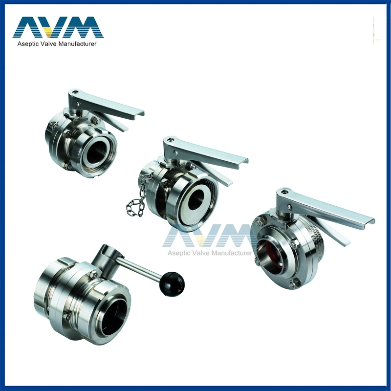 Stainless Steel 304 Sanitary Tri Clamp Pneumatic Ball Check Butterfly Valves with Control Head